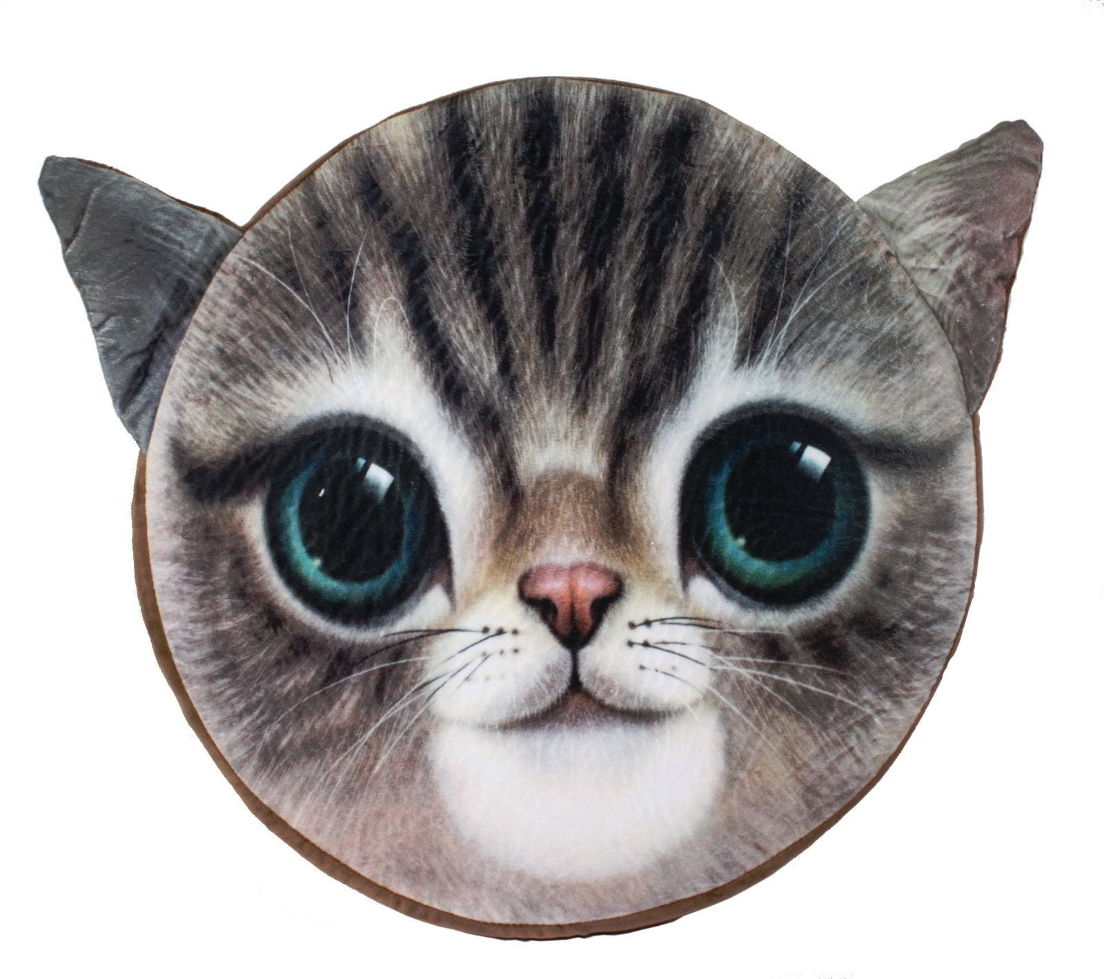 3D Brown Cat Face Memory Foam Cushion Pillow Doll Seat Pad Home Decor LS01726