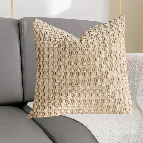 3D Bubble Christmas Pillow Cover, Plush Corduroy Sofa Cushion Case for Xmas Home Decor, Festive Throw Pillow Cover for Bedroom, Living Room Khaki