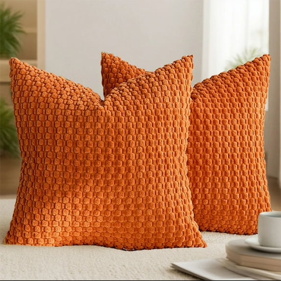 3D Bubble Christmas Pillow Cover, Plush Corduroy Sofa Cushion Case for Xmas Home Decor, Festive Throw Pillow Cover for Bedroom, Living Room Orange