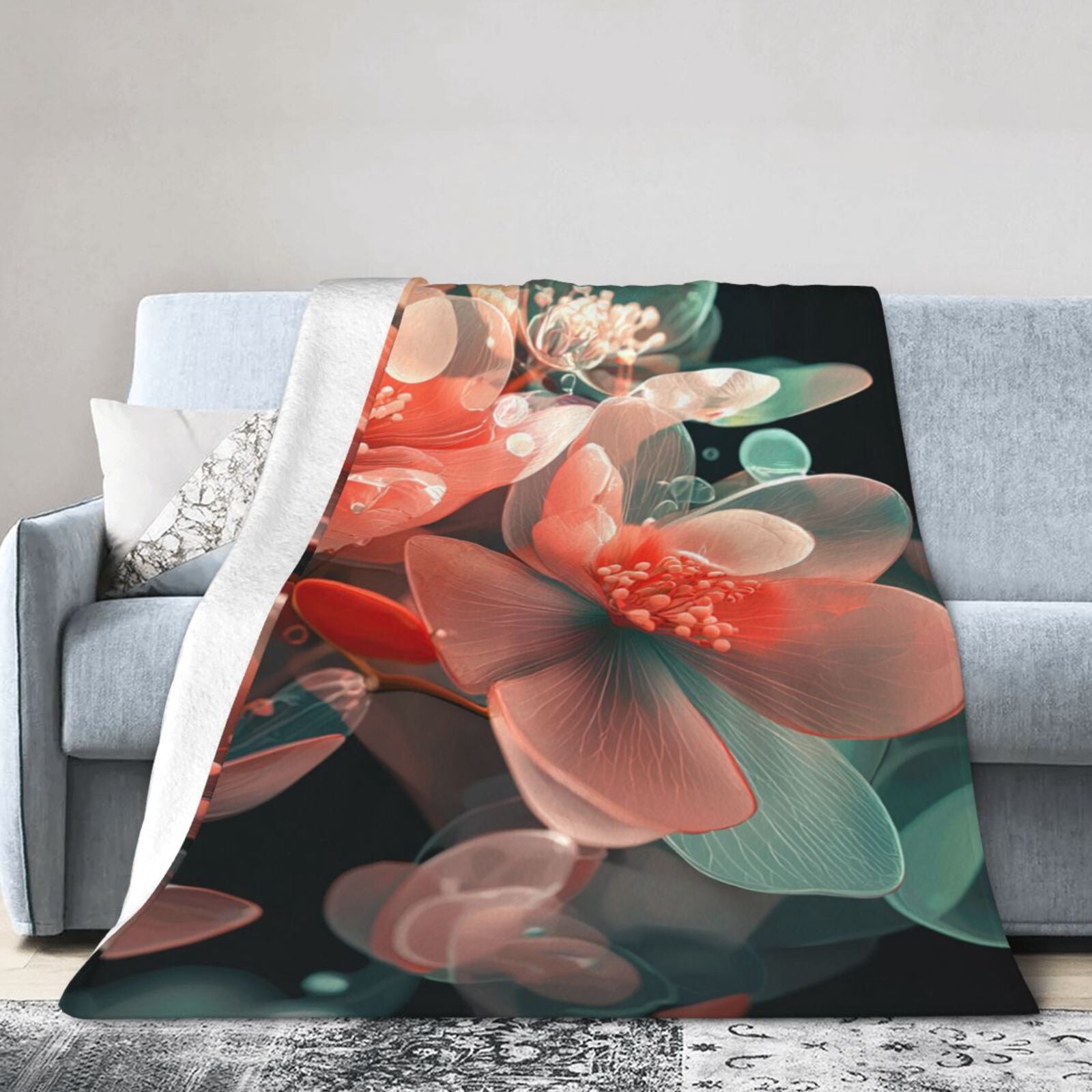 3D Bubble Floral Blanket Translucent Jelly-like Aesthetic Modern Soft ...