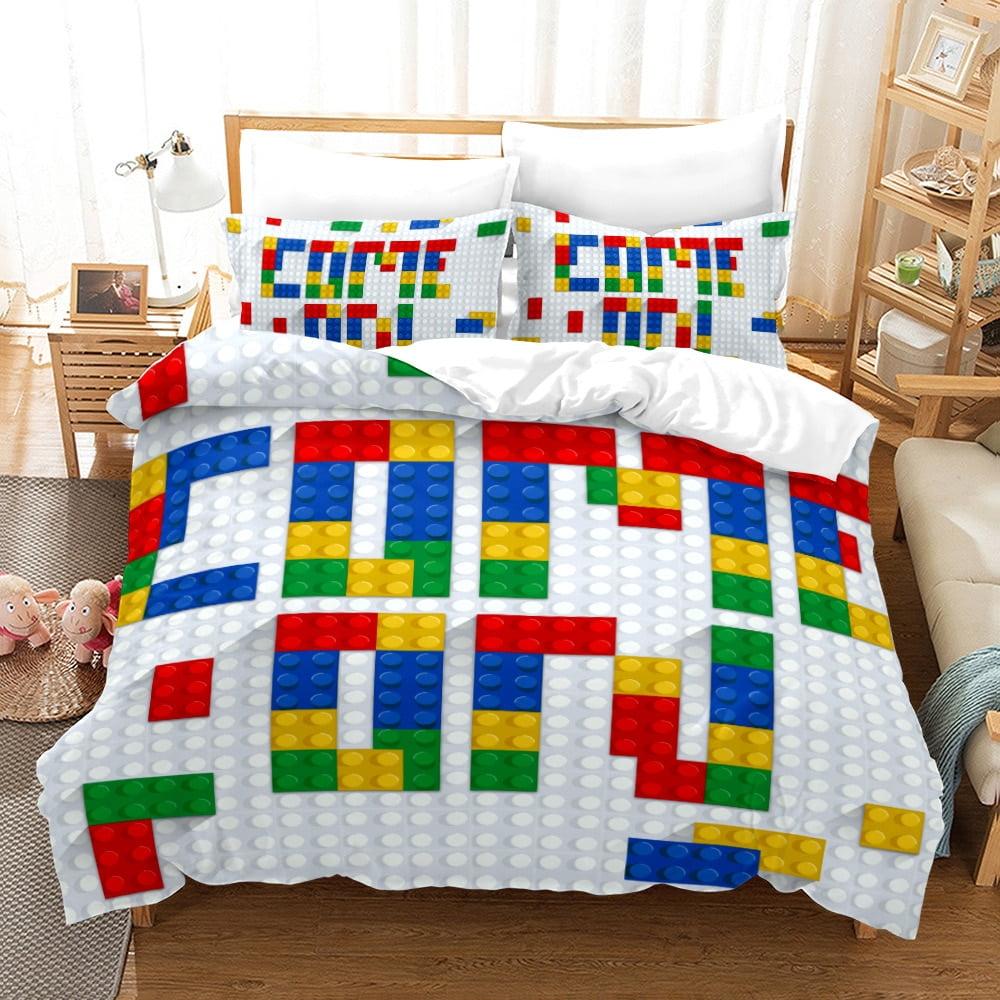 3D Building Block Puzzle Chess Pattern Duvet Cover Set for Boy Girl