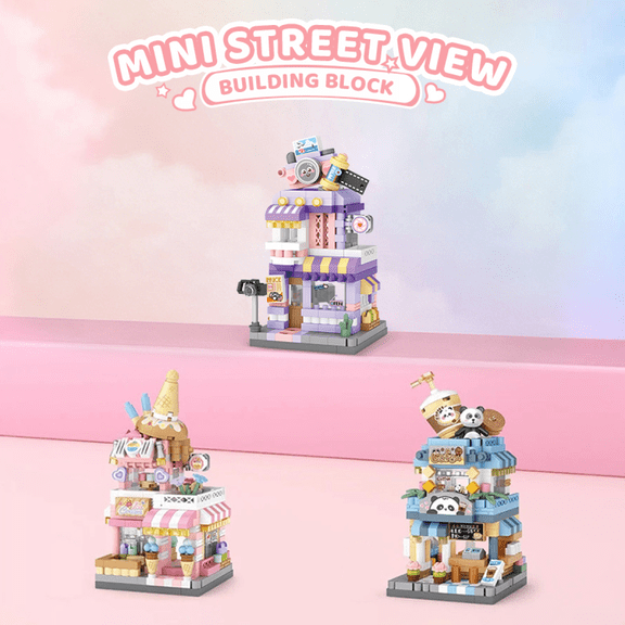 3D Building Set Mini Shop Street View Model, Construction Building Blocks Toy for Adults 14+ Collection & Birthday Gifts