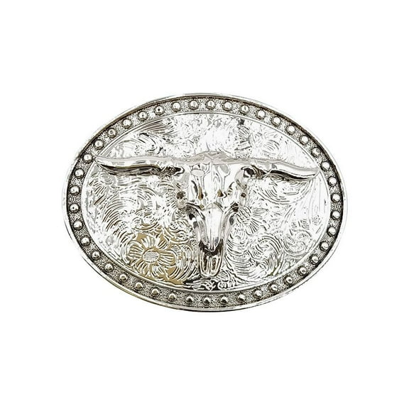 3D Bull Skull Belt Buckle Western Cowboy Silver Rodeo All Metal bu045