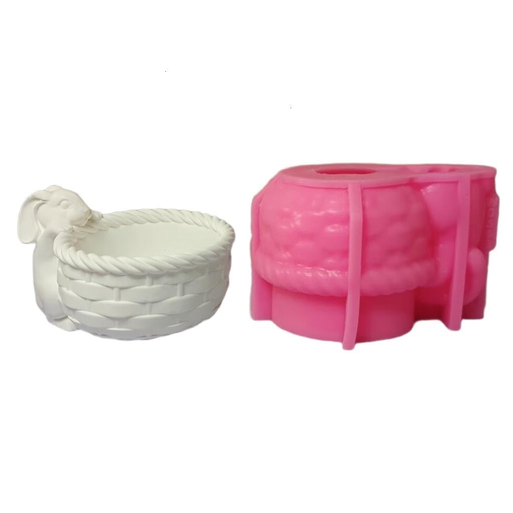 3D Bunnies Basket Silicone Molds for Candle Soap Succulent Planter Jewelry Case Epoxy Resin Molds Gypsum Silicone Molds