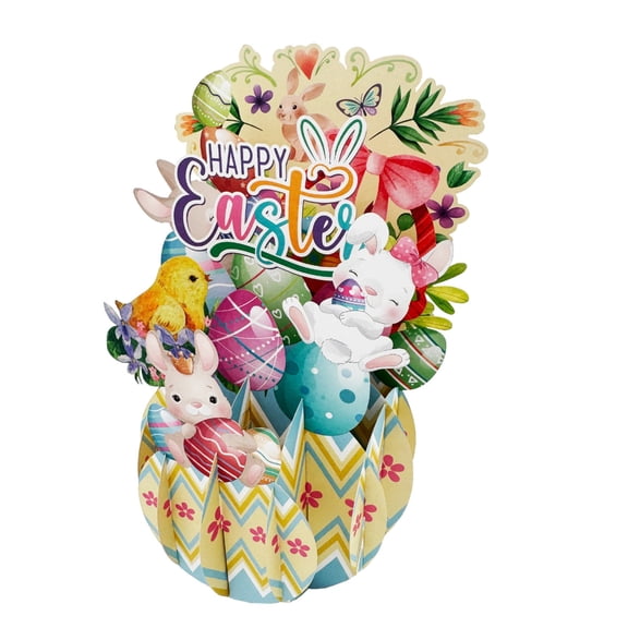3D Bunny Easter Pop Up Cards – Egg & Bunny Greeting Cards with Envelopes, Happy Easter Gift for Kids Boys Girls Son Daughter