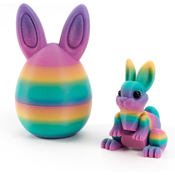 3D Bunny Rabbit Collectible Figurines, Colorful 2pcs, Easter Gift, Modern Style, 2 Count (Rainbow 1)