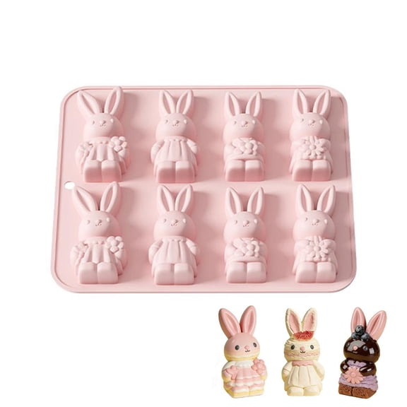 3D Bunny Rabbit Silicone Molds for Easter Decorations - Versatile Chocolate Candy Baking Trays for Spring Themed Party Favors - Creative DIY Gifts for Kids and Baking Enthusiasts