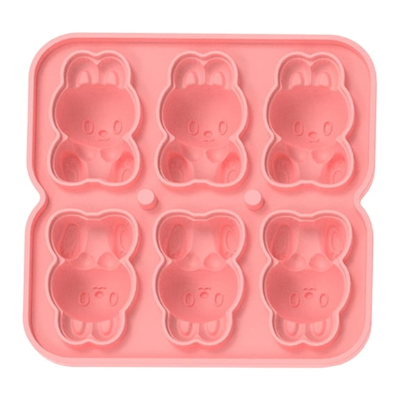 3D Bunny Silicone Mold For Baking And Candy, 6 Cavity Flexible Tray For Freezer And Diy Crafts, Grade Reusable (A)
