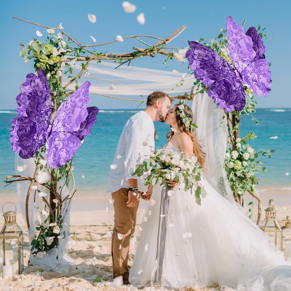 3D Butterfly Decorations for Weddings & Parties, Plastic Mesh Butterfly Wall Decor for Outdoor Garden, DIY Holiday Party Decor, Home Festival Decoration, Wedding Background Wall Decorations