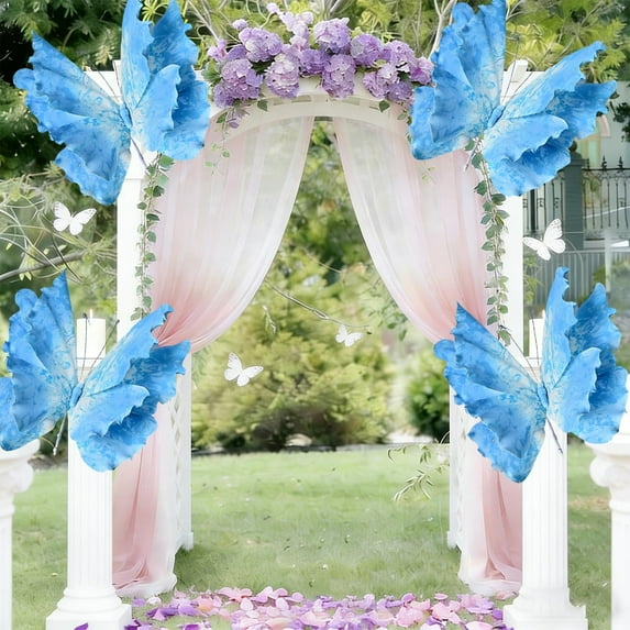 3D Butterfly Decorations for Weddings & Parties, Plastic Mesh Butterfly Wall Decor for Outdoor Garden, DIY Holiday Party Decor, Home Festival Decoration, Wedding Background Wall Decorations