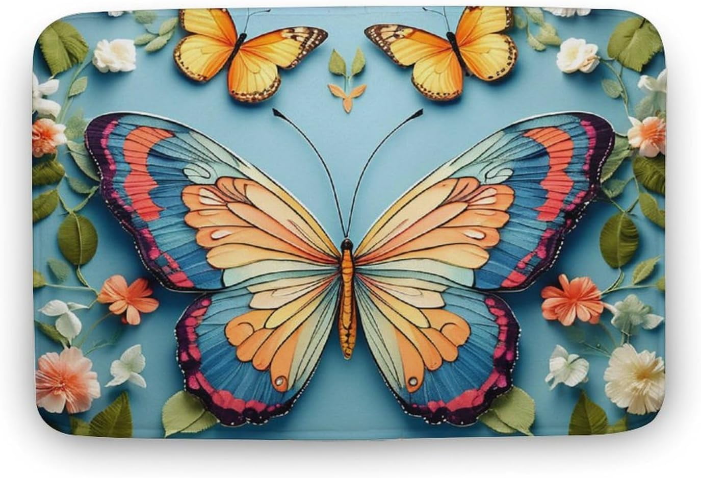 3D Butterfly Flower Bathroom Rug Bath Mats Door Carpet Floor Mat