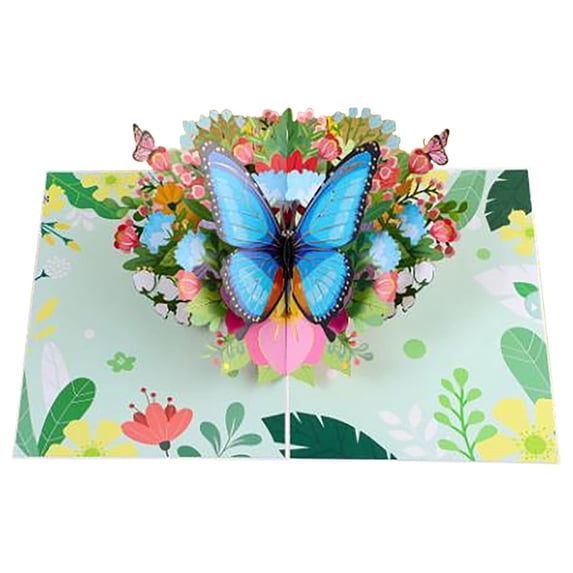 3D Butterfly Greeting Cards, Flowers Pop Up Birthday Cards, for Mom, Sister, Grandmother, Wife, Daughter, and Other Women, with Envelope, A