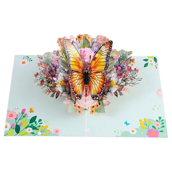 3D Butterfly Greeting Cards, Flowers Pop Up Birthday Cards, for Mom, Sister, Grandmother, Wife, Daughter, and other women, with envelope Yellow