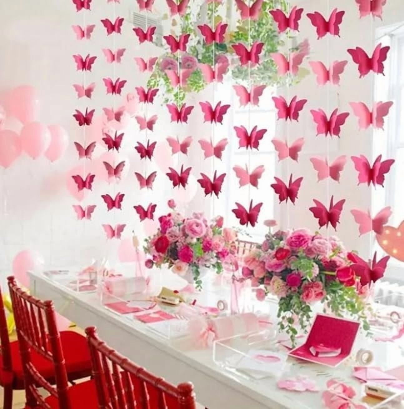 3D Butterfly Hanging Garland - Butterflies Birthday Decorations, Butterfly  Banner Decorative for Wedding Home Decor Baby Shower (72PCS Pink Butterfly)  - Walmart.com, image size:1294x1310