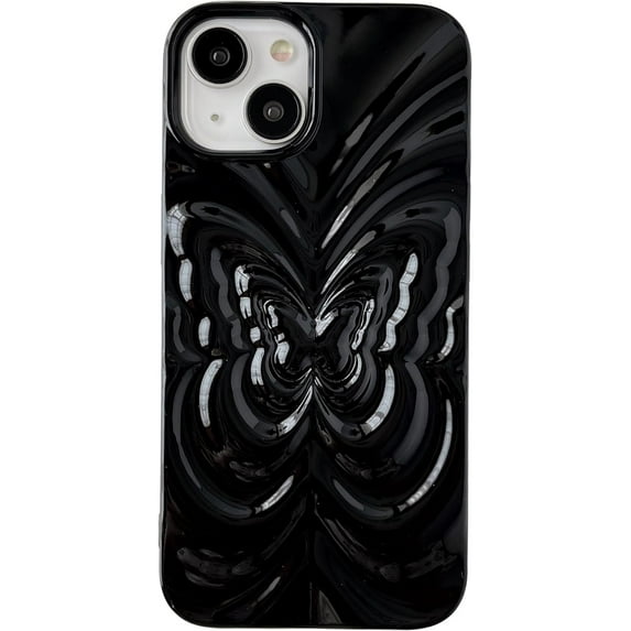 3D Butterfly Pattern Pleated Soft Compatible with iPhone Case (Black,iPhone 13 Pro)