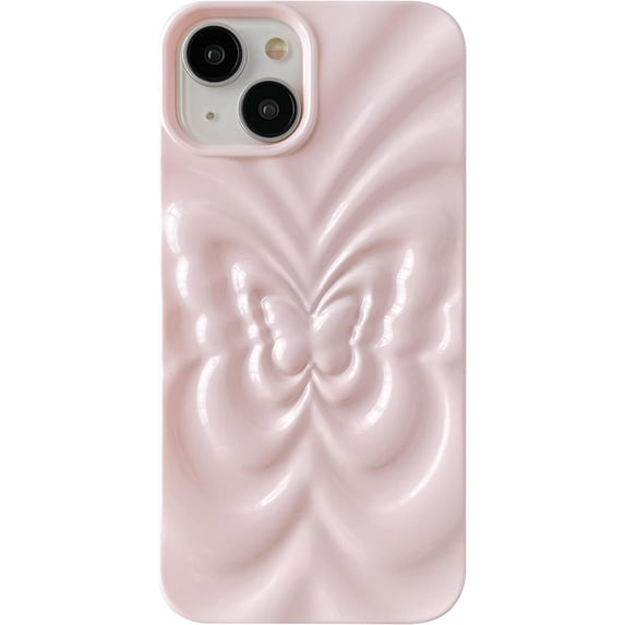 3D Butterfly Pattern Pleated Soft Compatible with iPhone Case (Pink,iPhone 12 Pro)