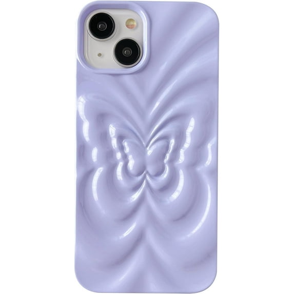 3D Butterfly Pattern Pleated Soft Compatible with iPhone Case (Purple,iPhone 13 Pro Max)