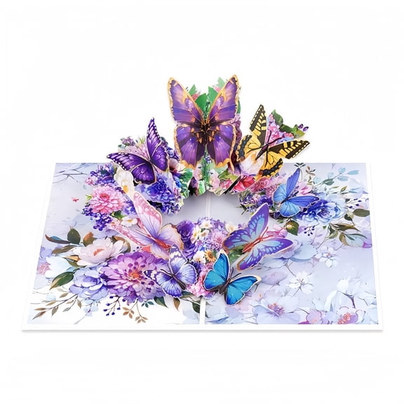 3D Butterfly Pop-Up Greeting Card with Envelope, Colorful Floral Design Gift-Ready Card for Birthday, Anniversary, Mothers Day, Thinking of You & Special Occasions