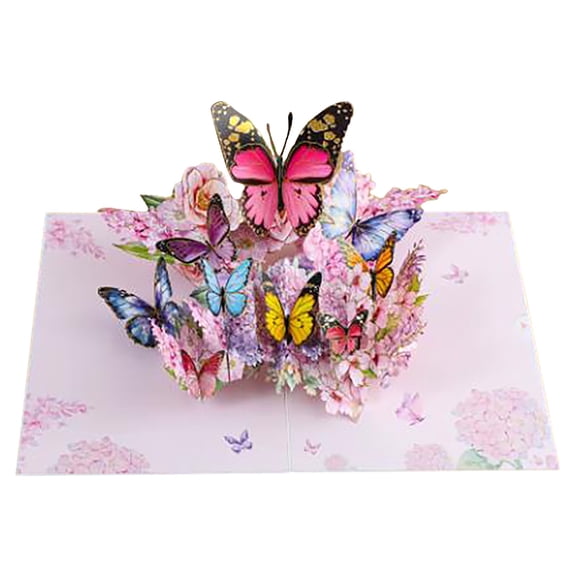 3D Butterfly Pop-Up Greeting Card, Mother's Day Paper Carving Bouquet Folding Card with Envelope for Birthday and Love Notes