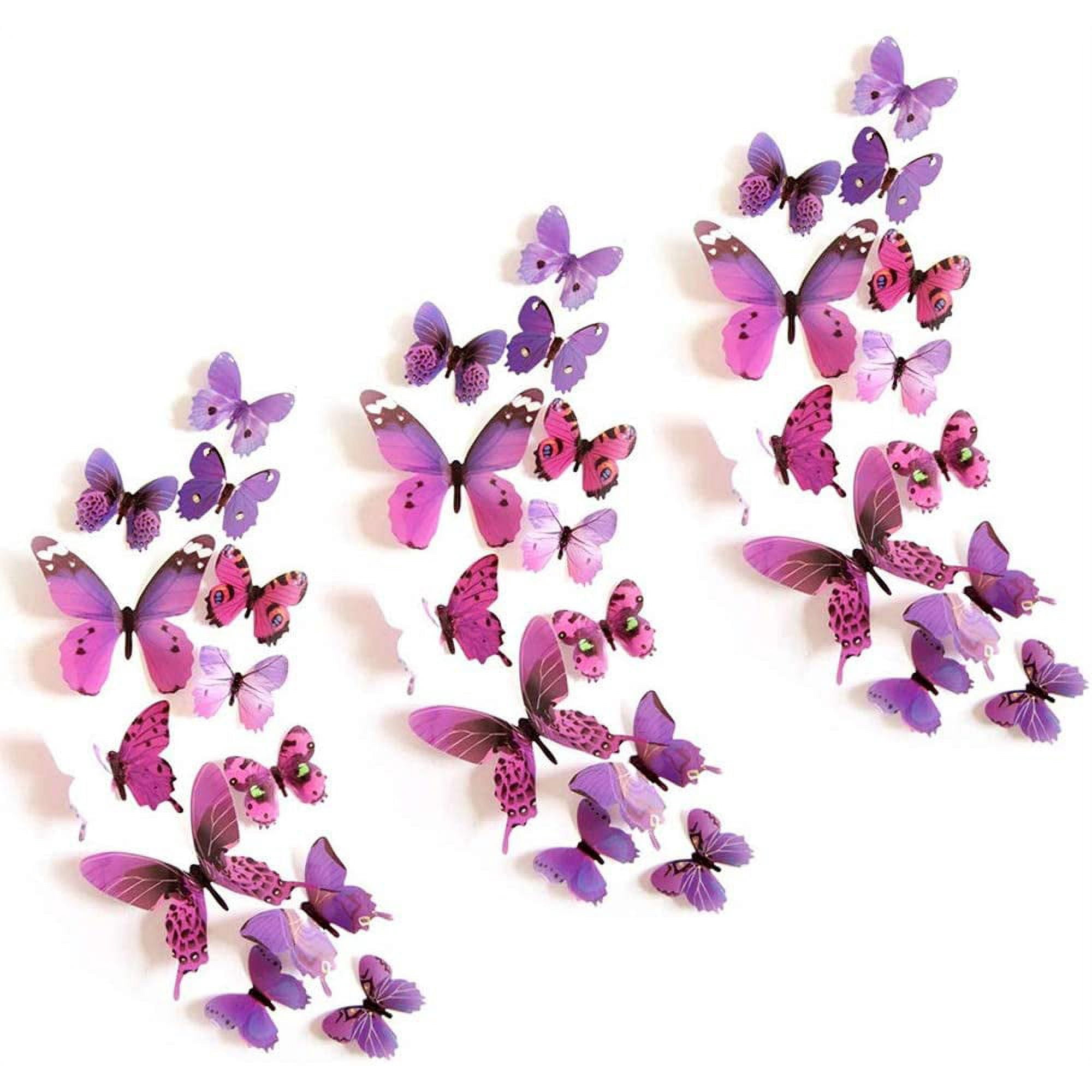 3D Butterfly Stickers, 36 Pieces Purple Butterfly Stickers ...