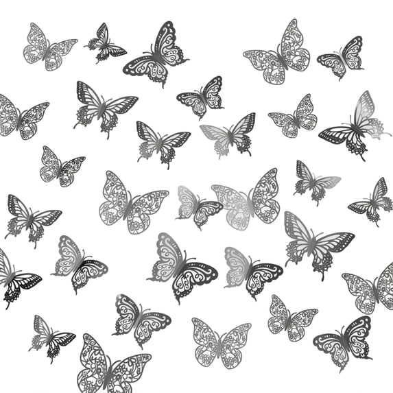 3D Butterfly Wall Decals Double Layer Hollow Out Decorative Stickers for Living Room Bedroom Event Party Decor 72 Pieces 4x2x2 Inch
