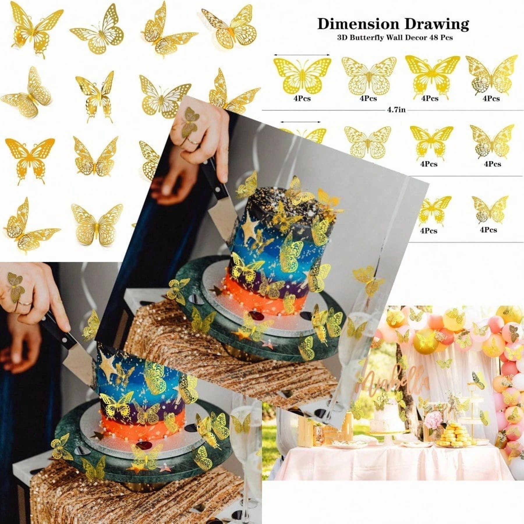3D Butterfly Wall Decor 48 Pcs 4 Styles 3 Sizes For Birthday ...