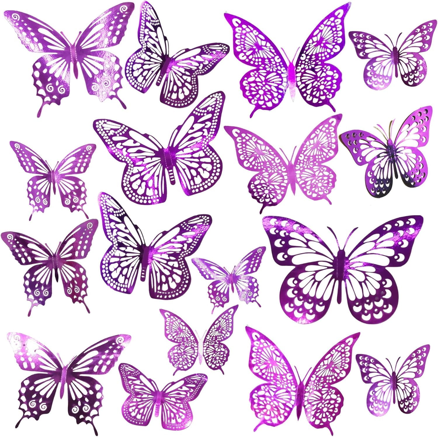 3D Butterfly Wall Decor Sticker for Party Decorations-48 Pcs 4 Styles 3 ...