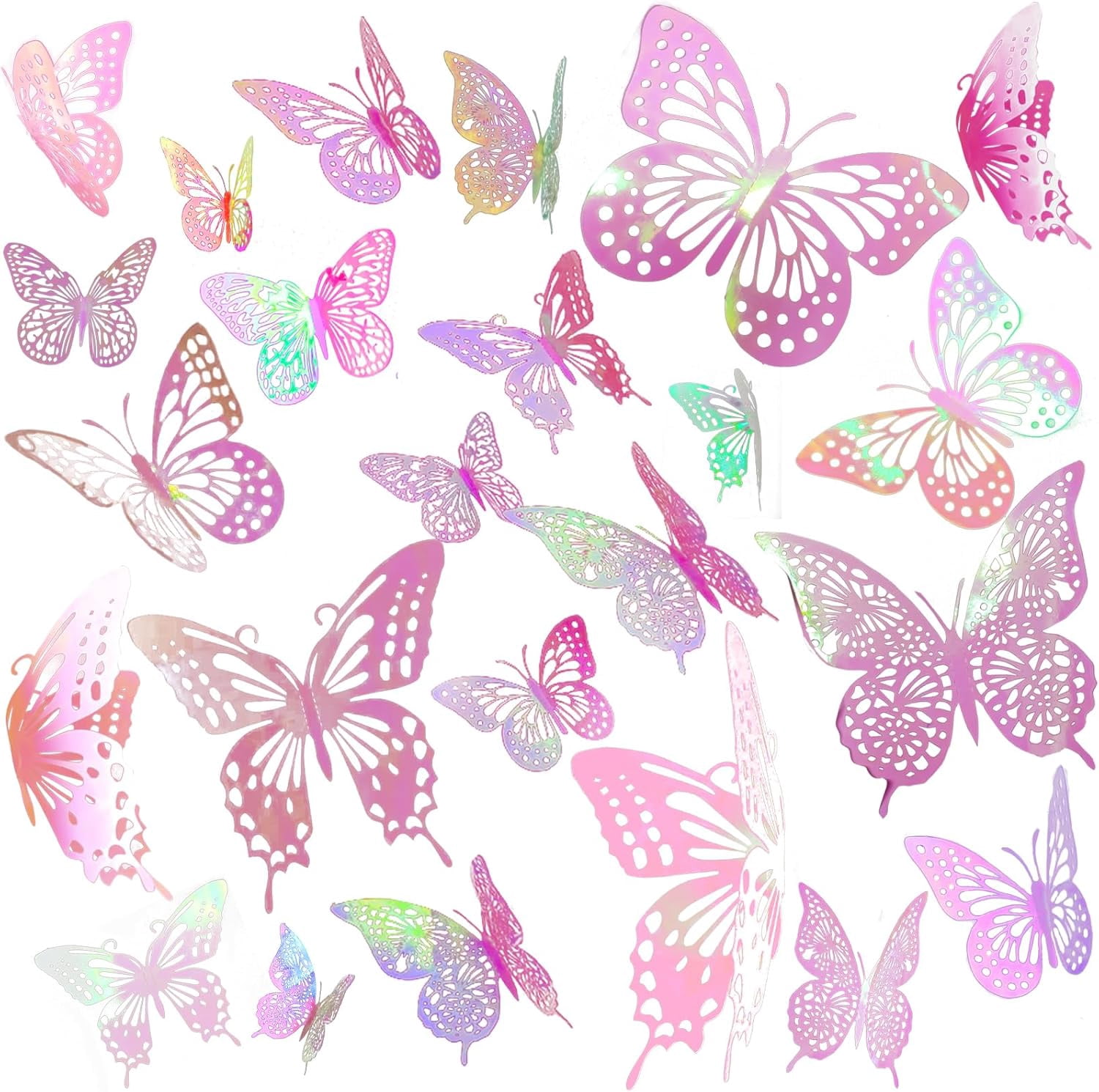 3D Butterfly Wall Decor Sticker for Party Decorations-48 Pcs 4 Styles 3 ...