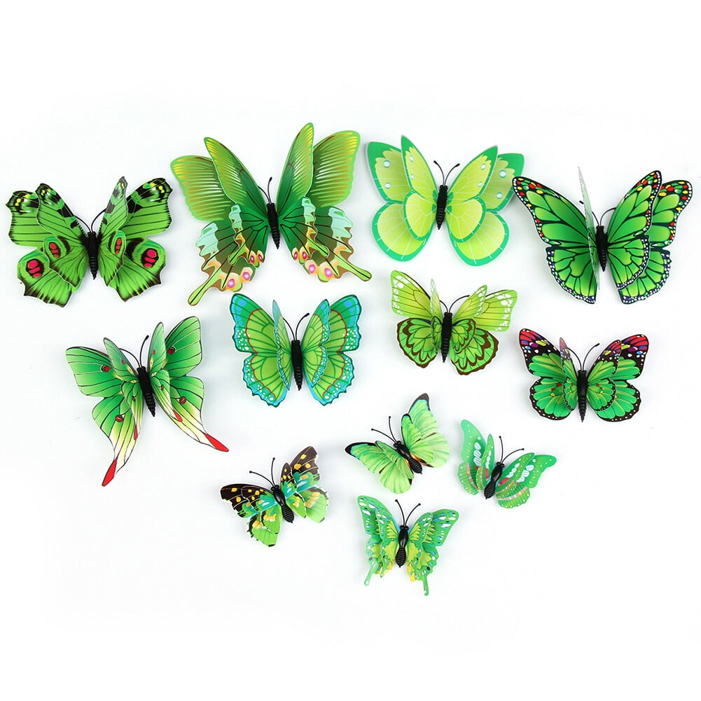 3D Butterfly Wall Sticker Double Layer Simulation PVC Butterfly Wall ...