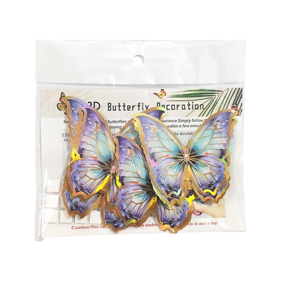 3D Butterfly Wall Stickers Foil Edge Layered Butterfly Decorations for Wedding Birthday Festival Party Room Window Wall Decor