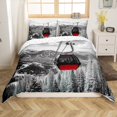 thumbnail image 1 of 3D Cable Car Bedding Set,Mountain Pine Tree Jungle Duvet Cover Set Adult Room Decor,Winter Skiing Sports Comforter Cover Modern Dark Grey,1 Pillowcase（No Comforter）, 1 of 6