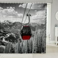 thumbnail image 1 of 3D Cable Car Shower Curtain,Mountain Pine Tree Jungle Bathroom Curtain Adult Room Decor,Winter Skiing Sports Waterproof Curtain Modern Dark Grey Bath Curtain,12 Hooks,72"Wx84"L, 1 of 5