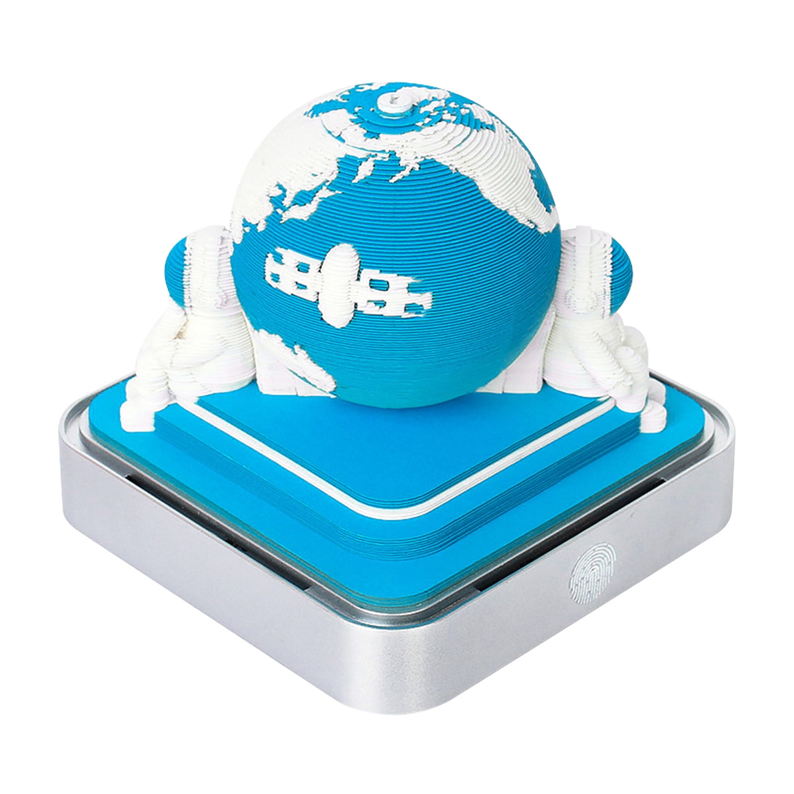 3D Calendar 2026,Desk Time Piece Calendar With LED Lights,Creative 3D Memo Pad Calendar, Desk Calendar DIY Paper Carving Art Calendar Sculpture,Sticky Note Desktop Decoration Gift-Blue Earth