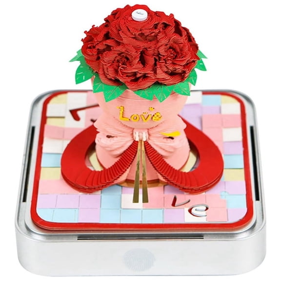 3D Calendar 2025,Valentine'S Day Rose Bouquet,3d Tear Away Calendar,Rip Away Calendar,Tearable 3D Paper Notepad