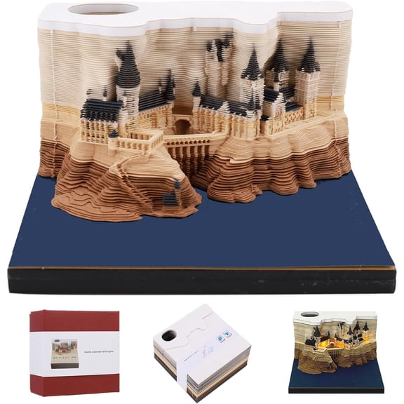 3D Calendar 2026 3D Memo Pad Hand Torn Construction Paper Sculpture Artwork,Exquisite Creative Non-Stick Sticky Note DIY Post Notes, Cards for Office Home Gifts Ornaments