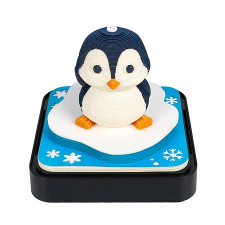 3D Calendar 2026,3D Memo Pads Calendar 2026,Magic PenguinTear-Away Notepad with Lights,Tear-Away 3D Paper Art Notepad with LED Lights,Office Desktop Sticky Notes Record,New Year Gift