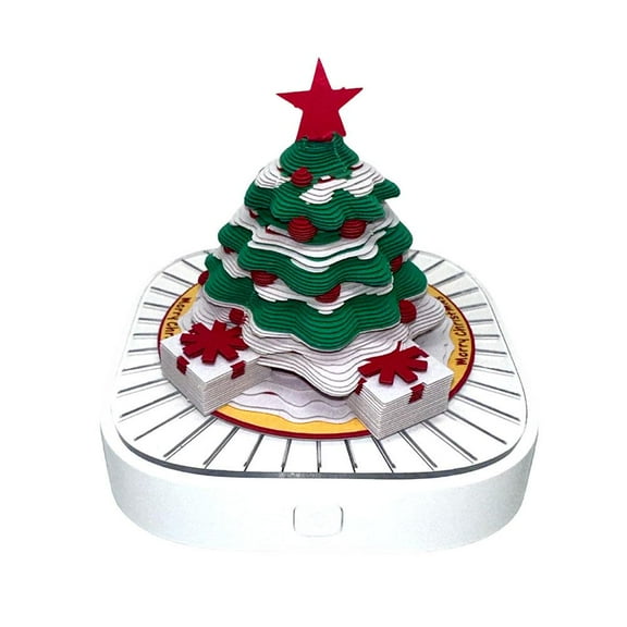 3D Calendar 2026, Christmas Tree 3D Calendar Tear Away Paper Sculpture, Desk Calendar Christmas Tree with Light, DIY Paper Carving Art Non Sticky Notepad Decorative Gifts for Friends Family