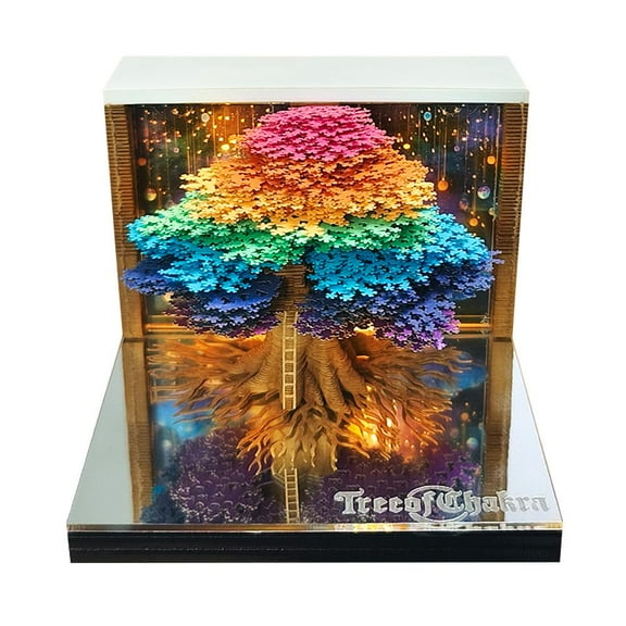 3D Calendar 2026, Desk Time Piece Calendar, Tear-Away 3D Paper Art Notepad with LED Lights, Tree of Life Tear-Off Paper Sculpture Desk Calendars Notepad, Christmas Creative Gift