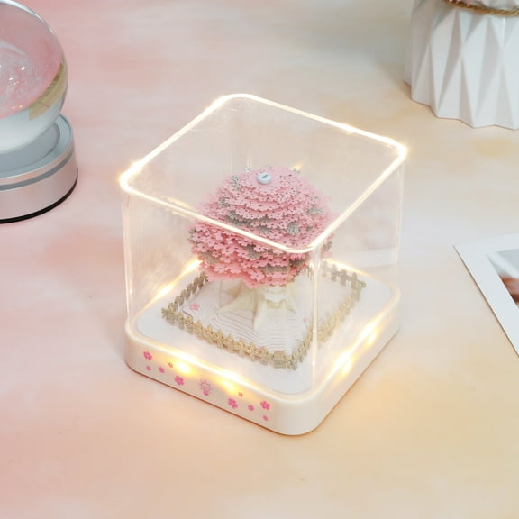 3D Calendar 2026 with LED Light Tear Away Paper Art Notepad Desk Time Piece Calendar with Acrylic Box Creative Present