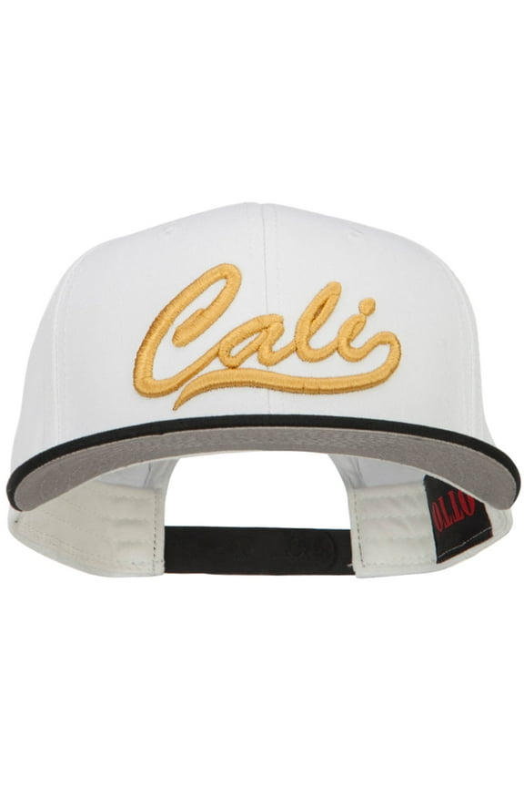 3D Cali Embroidered Two Tone Snapback Cap - Black White OSFM