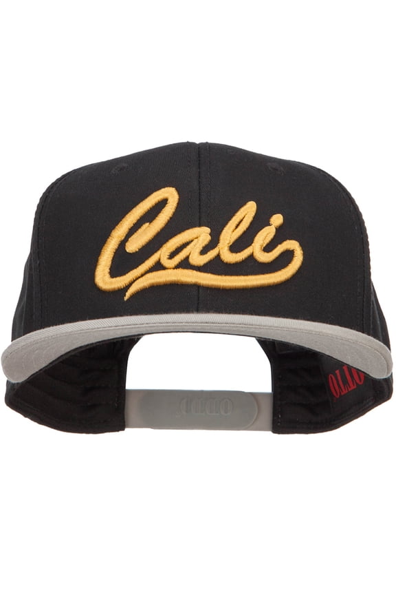 3D Cali Embroidered Two Tone Snapback Cap - Grey Black OSFM
