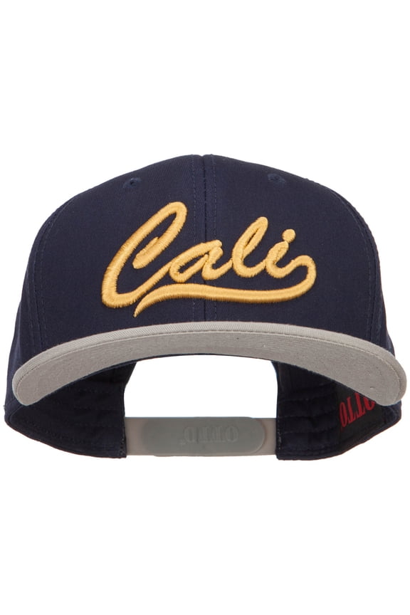 3D Cali Embroidered Two Tone Snapback Cap - Grey Navy OSFM