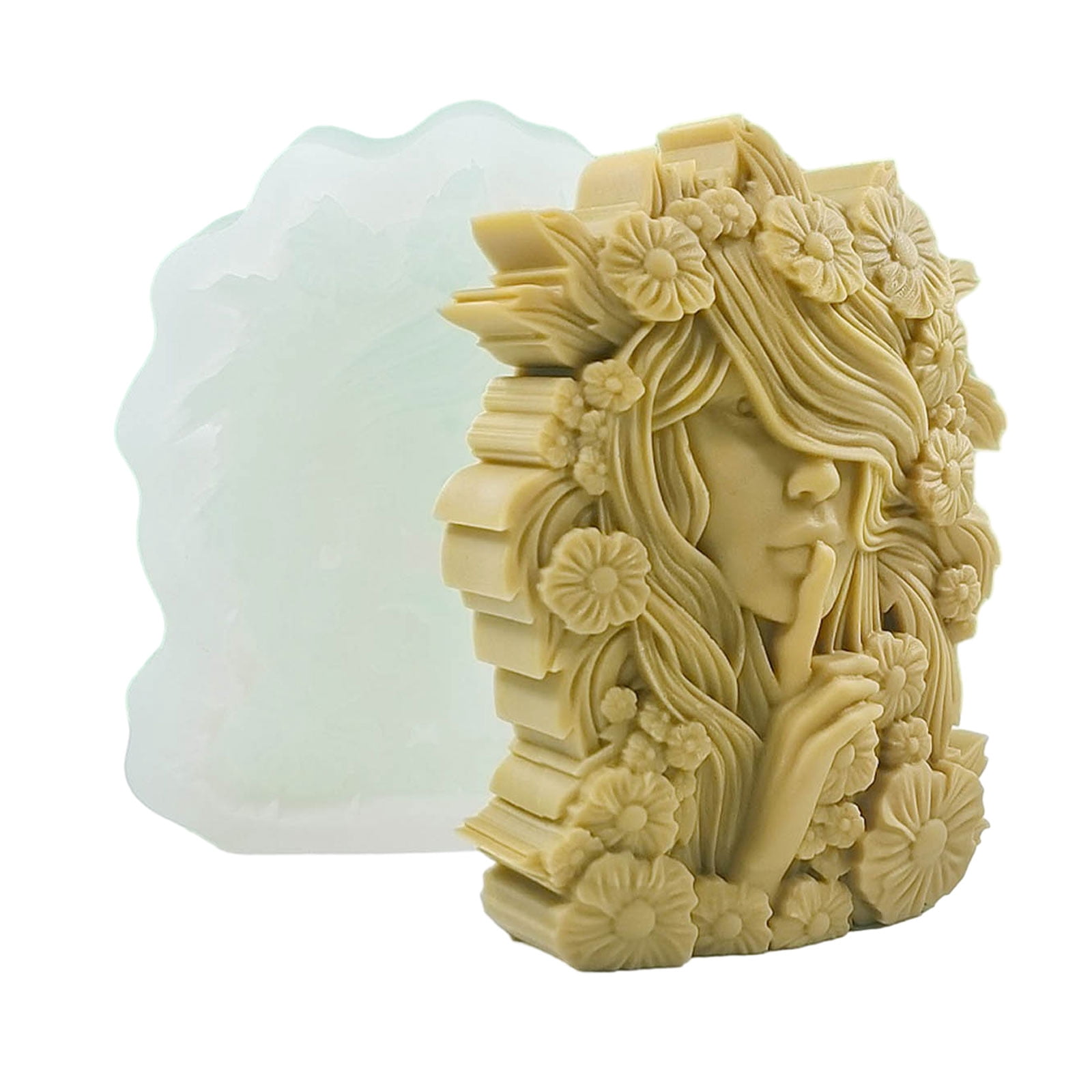 3D Candle Silicone Mold Handmade Whispering Girl Statue Craft Plaster Resin Candle Making Tool Soap Plaster Mould Decor
