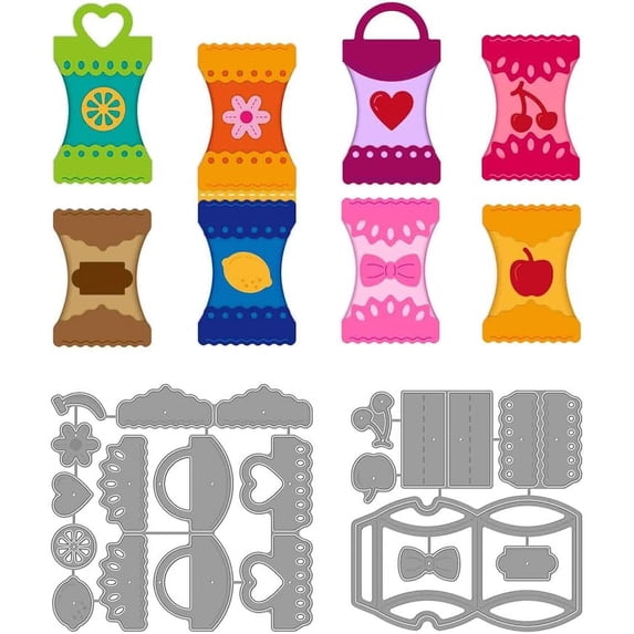 3D Candy Box 3D Gift Box Die Cuts Pillow Box Cutting Dies for DIY Scrapbooking Paper Craft Reusable Carbon Steel Cutting Dies Stencils for DIY Card Making