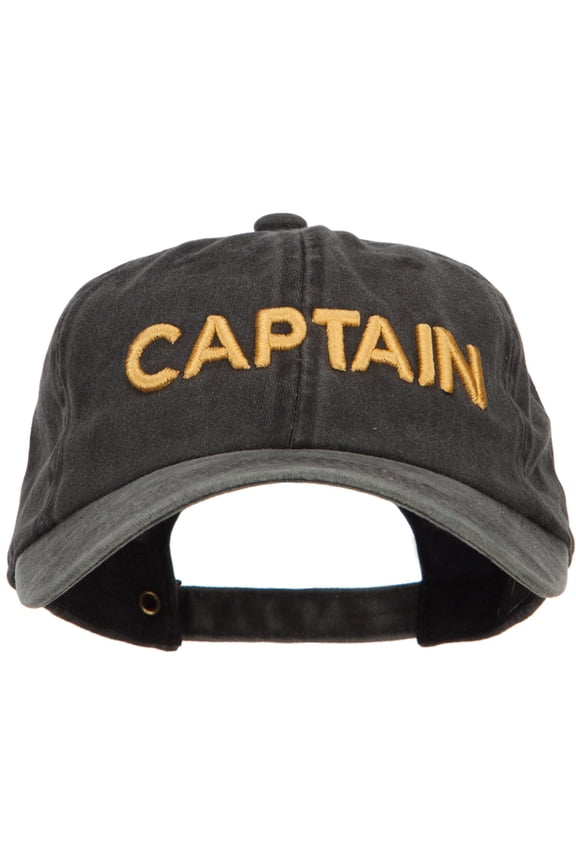 3D Captain Embroidered Washed Buckle Cap - Black OSFM
