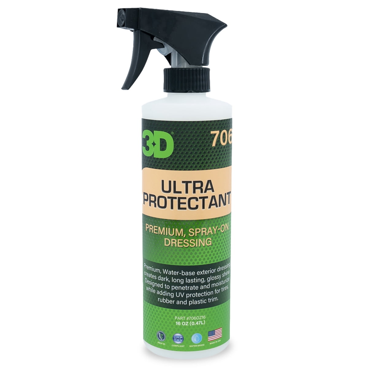 3D Car Care Ultra Protectant Tire Shine Spray, Automotive Cleaners, 16 oz
