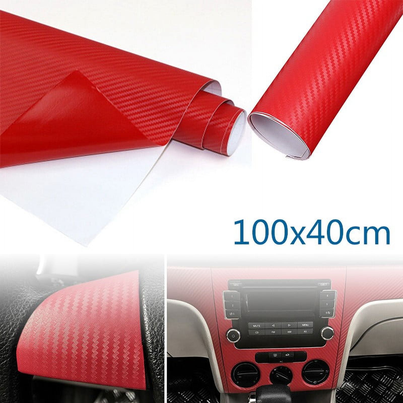 3D Car/Tablet Red Interior Accessories Panel Carbon Fiber Vinyl Wrap Sticker  