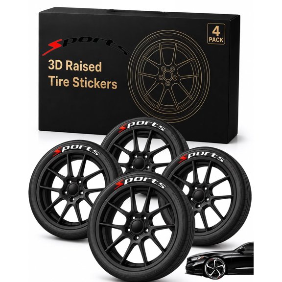 3D Car Tire Letter Stickers,Waterproof Raised Wheel Sidewall Decals Autoexterior Stickers Accessories, Adhesive Tire Rim Decoration for Trucks, SUVs Motorcycles