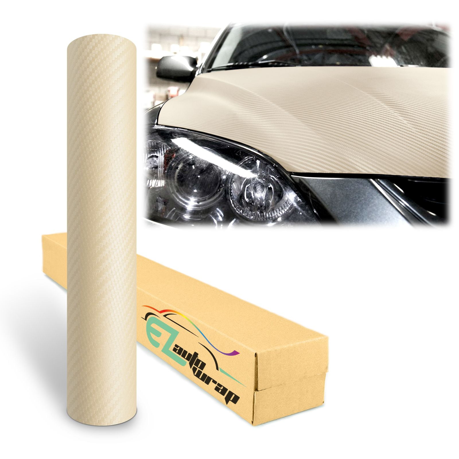Carbon Fiber Vinyl Wrap - Satin Chrome Gold 3D Texture 12x60 Inch Car Wrap Film