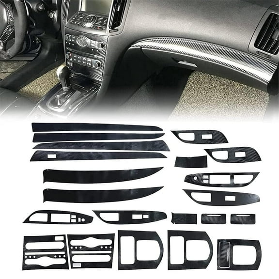 3D Carbon Fiber Look Full Interior Kit Cover Trim For Infiniti G37 Sedan 2010-13